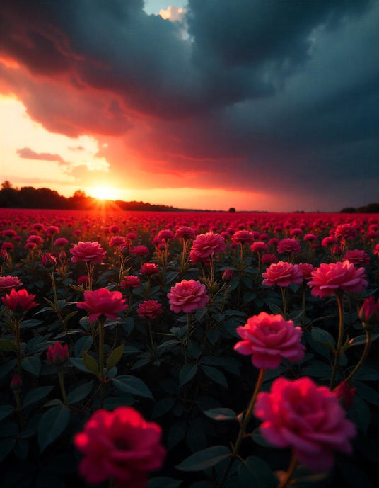 Rosensalbeiwiese mit Sonnenaufgang